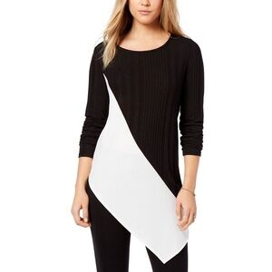 Bar III Black and White Asymmetrical Top Medium